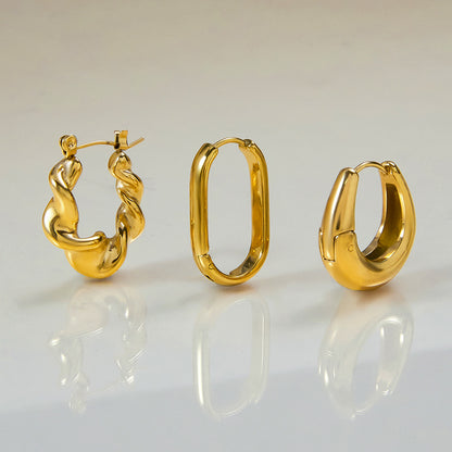 Gold Titanium Steel Earrings