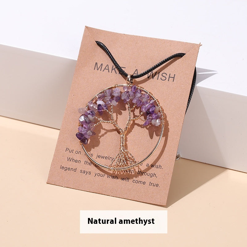 Colorful Crystal Gravel Lucky Tree Necklace
