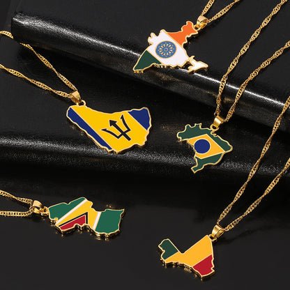 Flag Map Necklace Trendy Jewelry