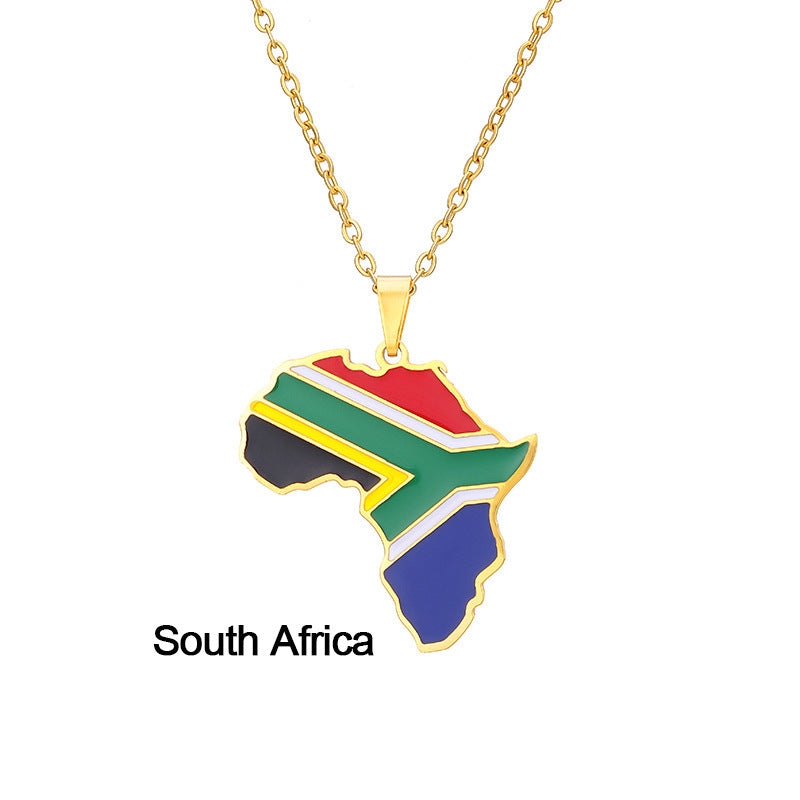 Africas Map Pendant Necklace Stainless Steel Jewelry
