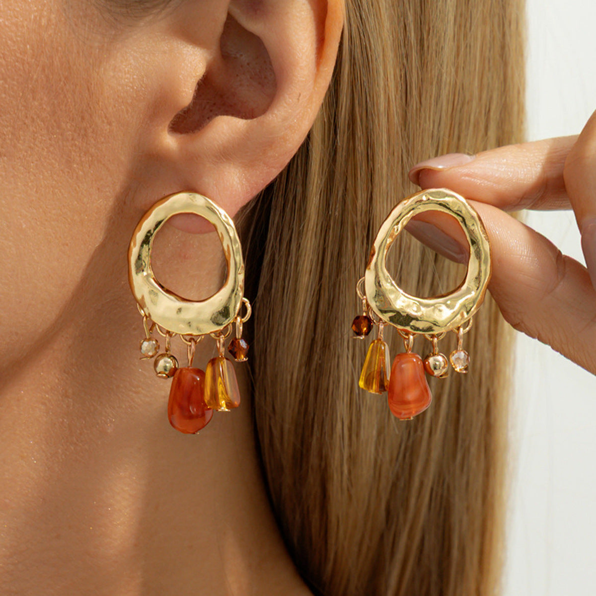 Coral Flower Stud Earrings