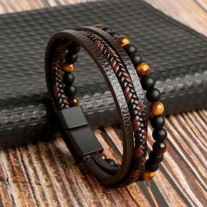 Multi-layer Bracelet Natural Stone Alloy