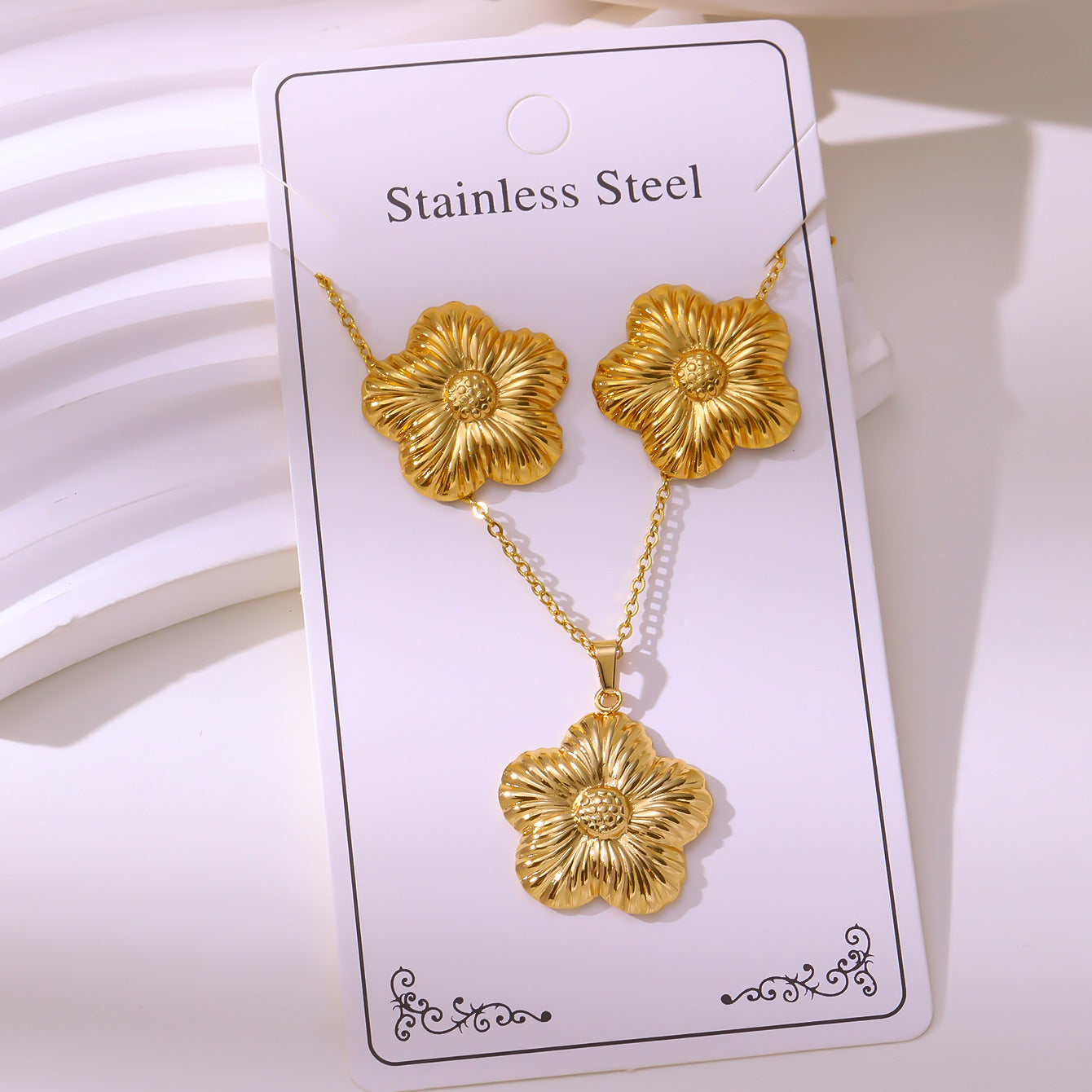 Minimalist Stud Earrings And Necklace Set