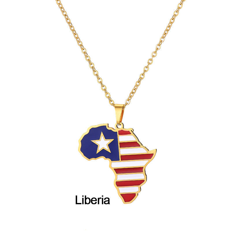 Africas Map Pendant Necklace Stainless Steel Jewelry