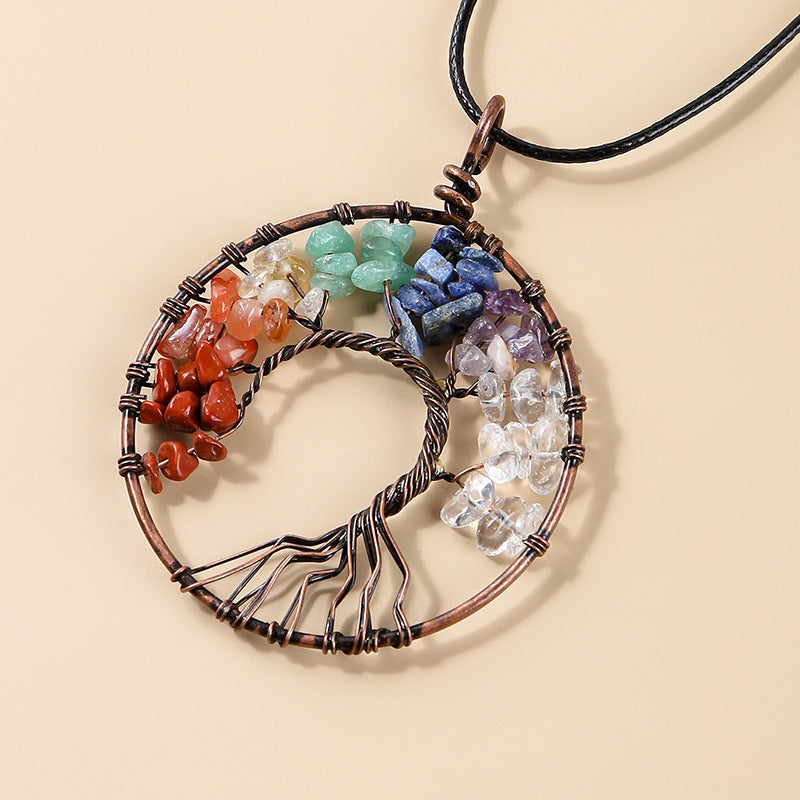 Colorful Crystal Gravel Lucky Tree Necklace