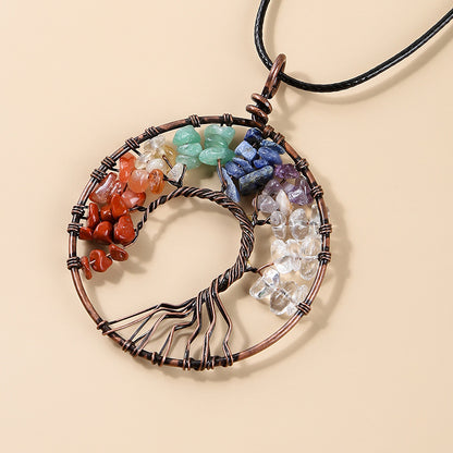 Colorful Crystal Gravel Lucky Tree Necklace