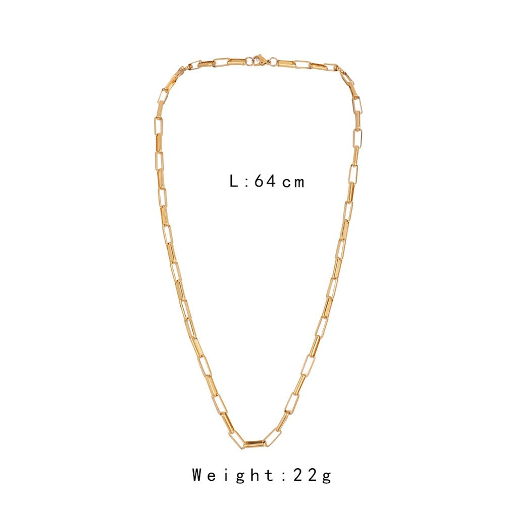 Men's Stainless Steel Gold Single Chain Necklace