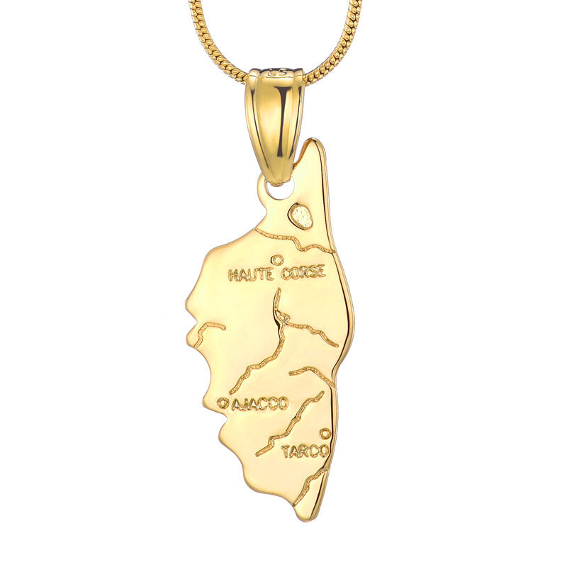 Country Map Pendant 18k Gold-plated Necklace