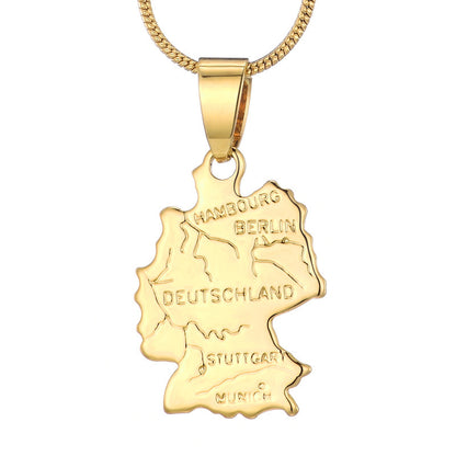 Country Map Pendant 18k Gold-plated Necklace