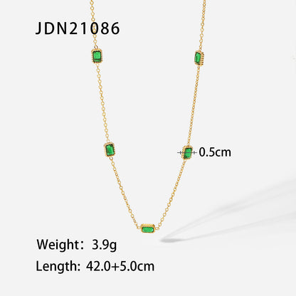 Emerald Zircon Necklace Bracelet Set