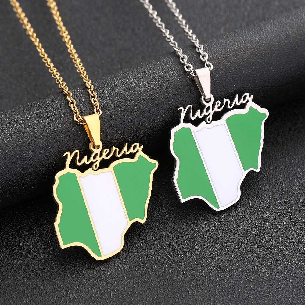 Africa Nigeria Map Necklace For Men And Women