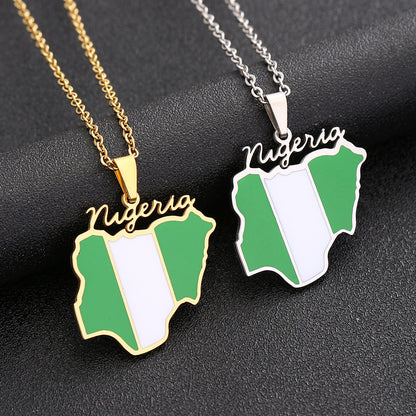 Africa Nigeria Map Necklace For Men And Women