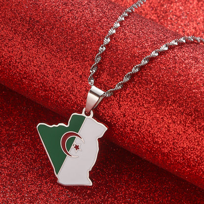 Algerian Flag Pendant Necklace