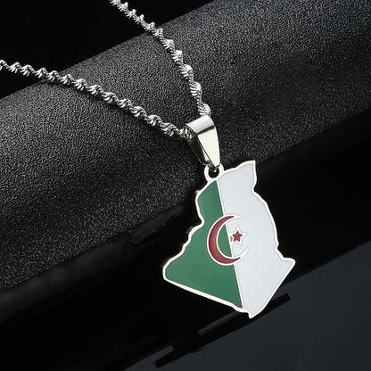 Algerian Flag Pendant Necklace