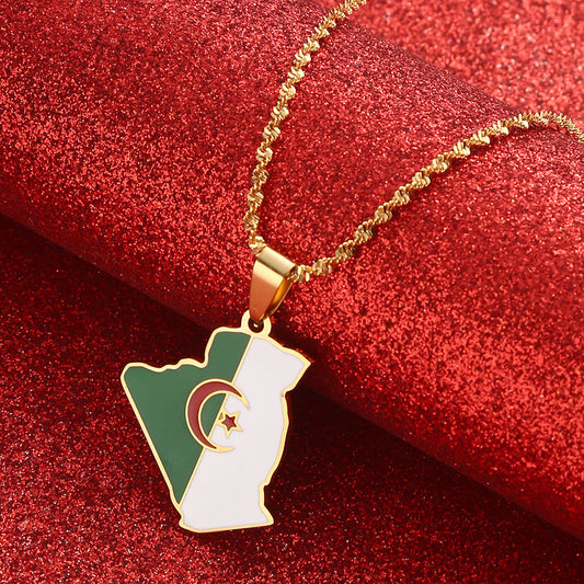 Algerian Flag Pendant Necklace