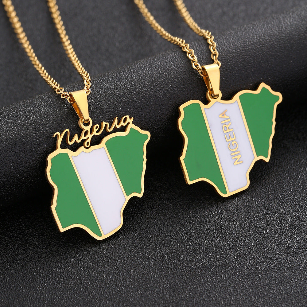 Africa Nigeria Map Necklace For Men And Women
