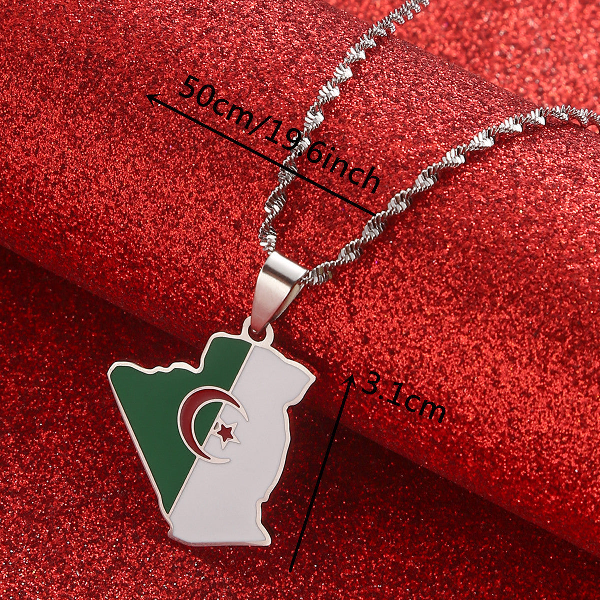 Algerian Flag Pendant Necklace