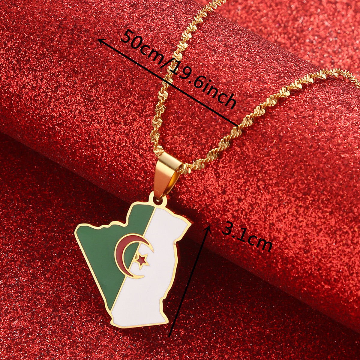 Algerian Flag Pendant Necklace