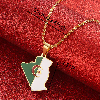 Algerian Flag Pendant Necklace
