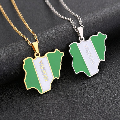 Africa Nigeria Map Necklace For Men And Women