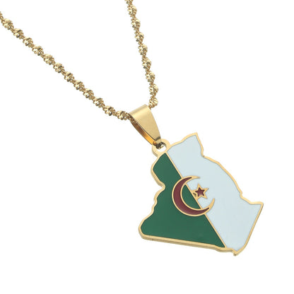 Algerian Flag Pendant Necklace