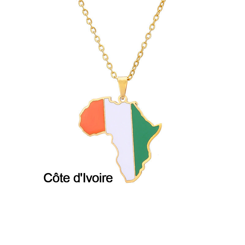 Africas Map Pendant Necklace Stainless Steel Jewelry