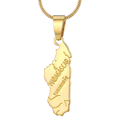 Country Map Pendant 18k Gold-plated Necklace