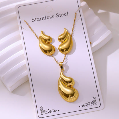 Minimalist Stud Earrings And Necklace Set