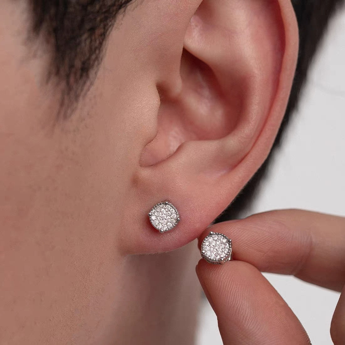 Hip Hop Sparkling Zircon Stud Earrings