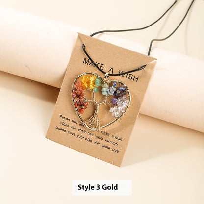 Colorful Crystal Gravel Lucky Tree Necklace