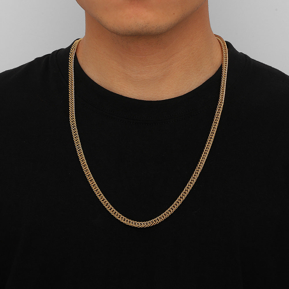 Men's Stainless Steel Gold Single Chain Necklace