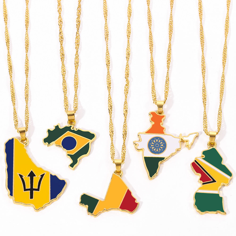 Flag Map Necklace Trendy Jewelry