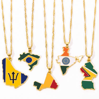 Flag Map Necklace Trendy Jewelry