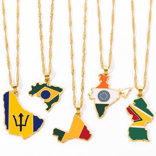 Flag Map Necklace Trendy Jewelry