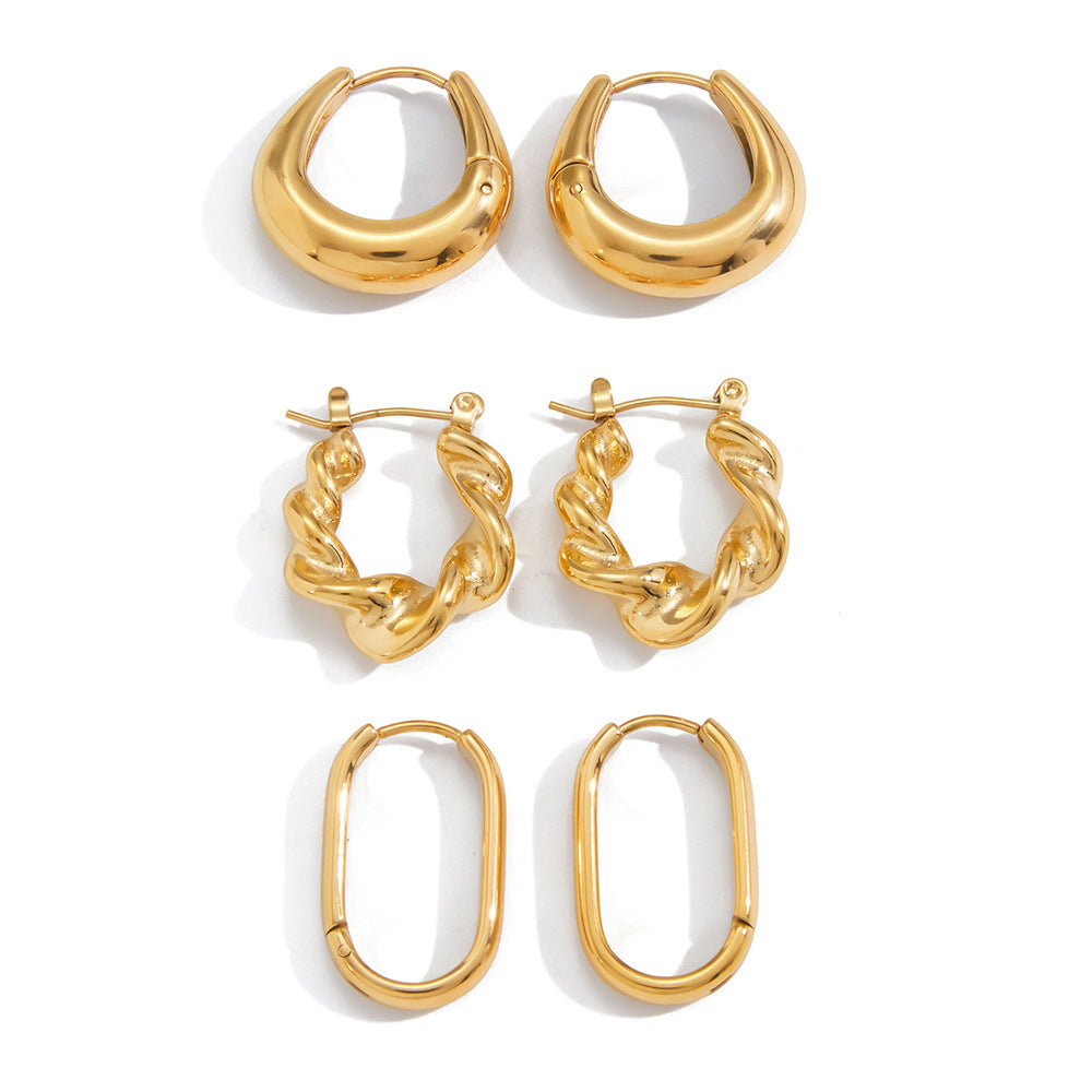 Gold Titanium Steel Earrings
