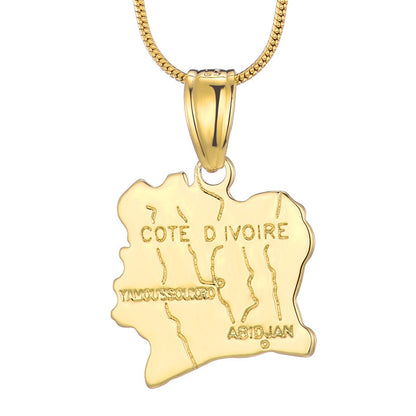 Country Map Pendant 18k Gold-plated Necklace