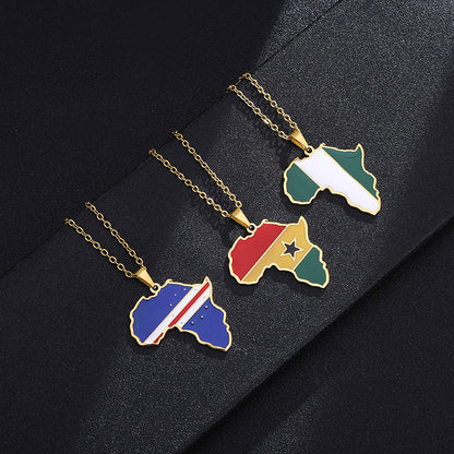 Africas Map Pendant Necklace Stainless Steel Jewelry