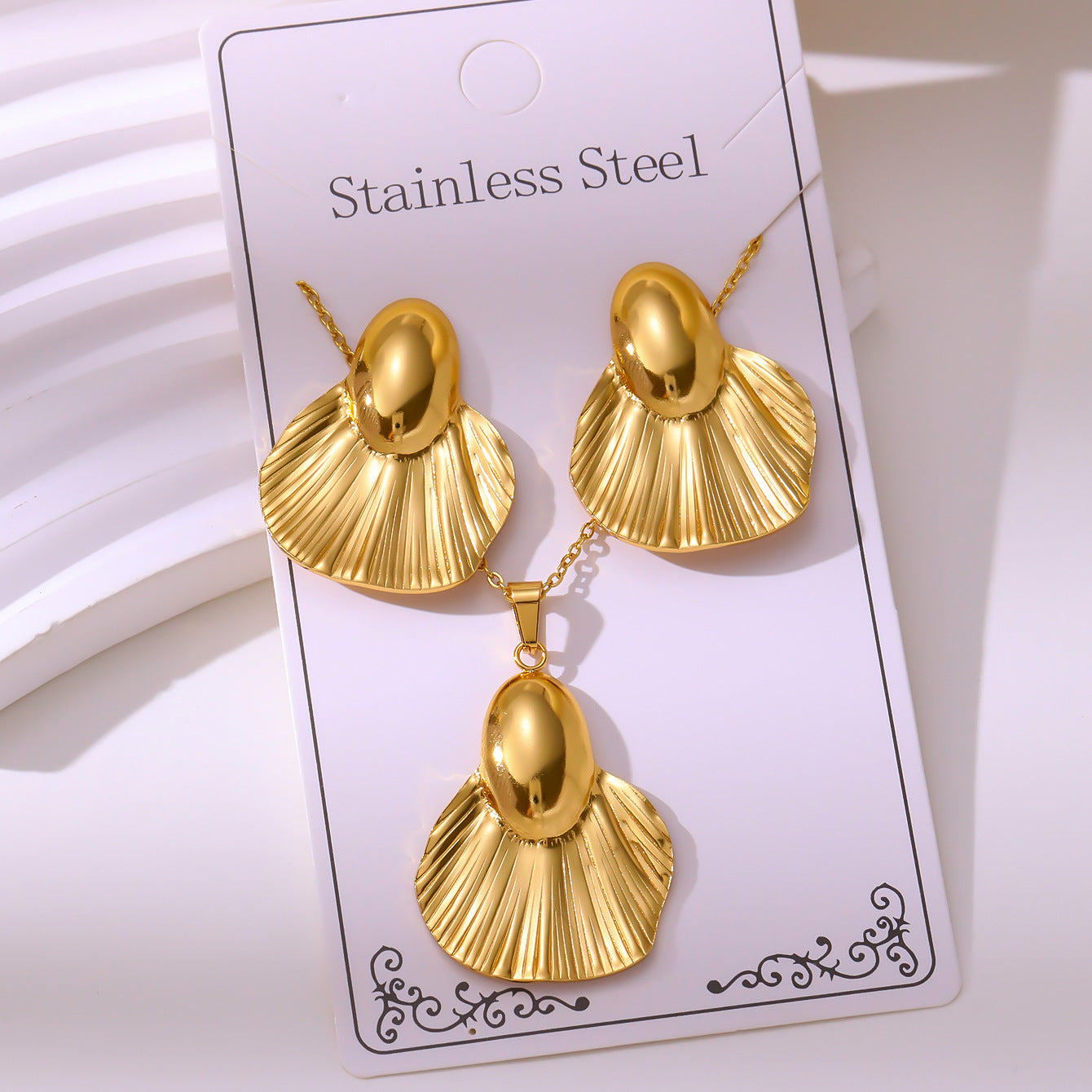 Minimalist Stud Earrings And Necklace Set