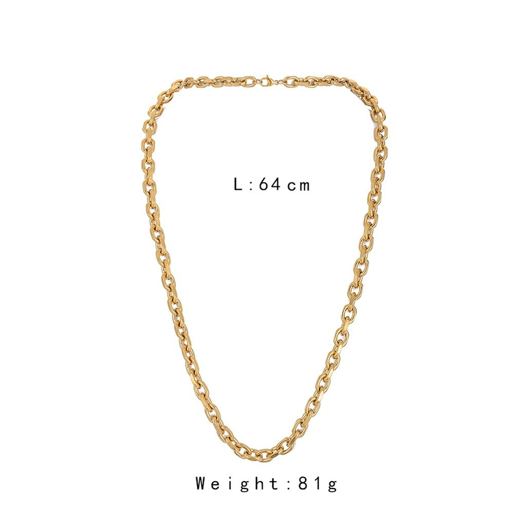 Men's Stainless Steel Gold Single Chain Necklace