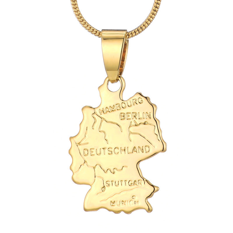 Country Map Pendant 18k Gold-plated Necklace