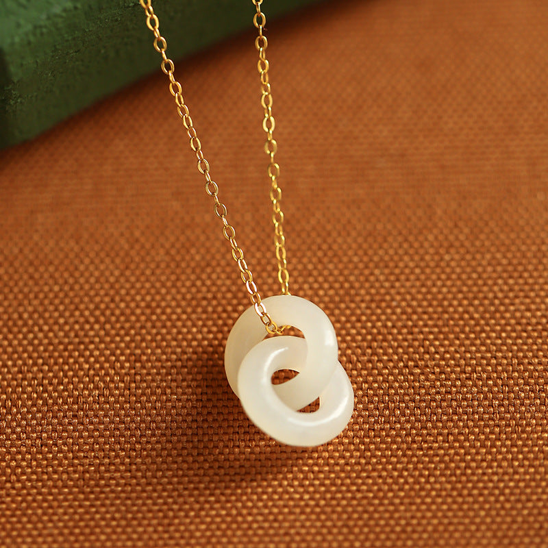 Sterling Silver Natural Hetian Jade Necklace