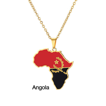 Africas Map Pendant Necklace Stainless Steel Jewelry