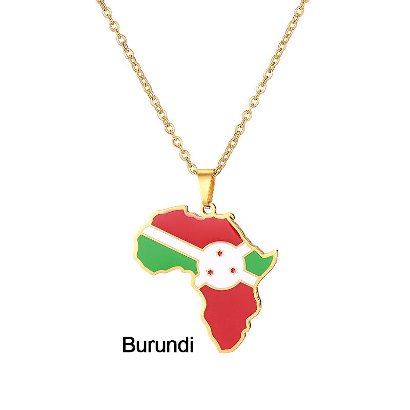 Africas Map Pendant Necklace Stainless Steel Jewelry