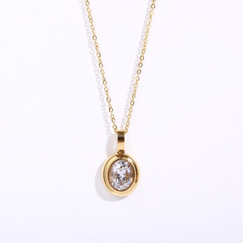 Necklace Titanium Steel Plated 18K Gem