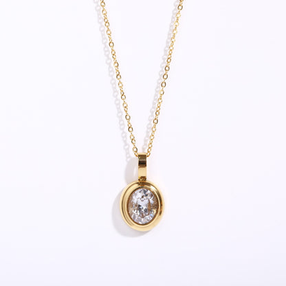 Necklace Titanium Steel Plated 18K Gem