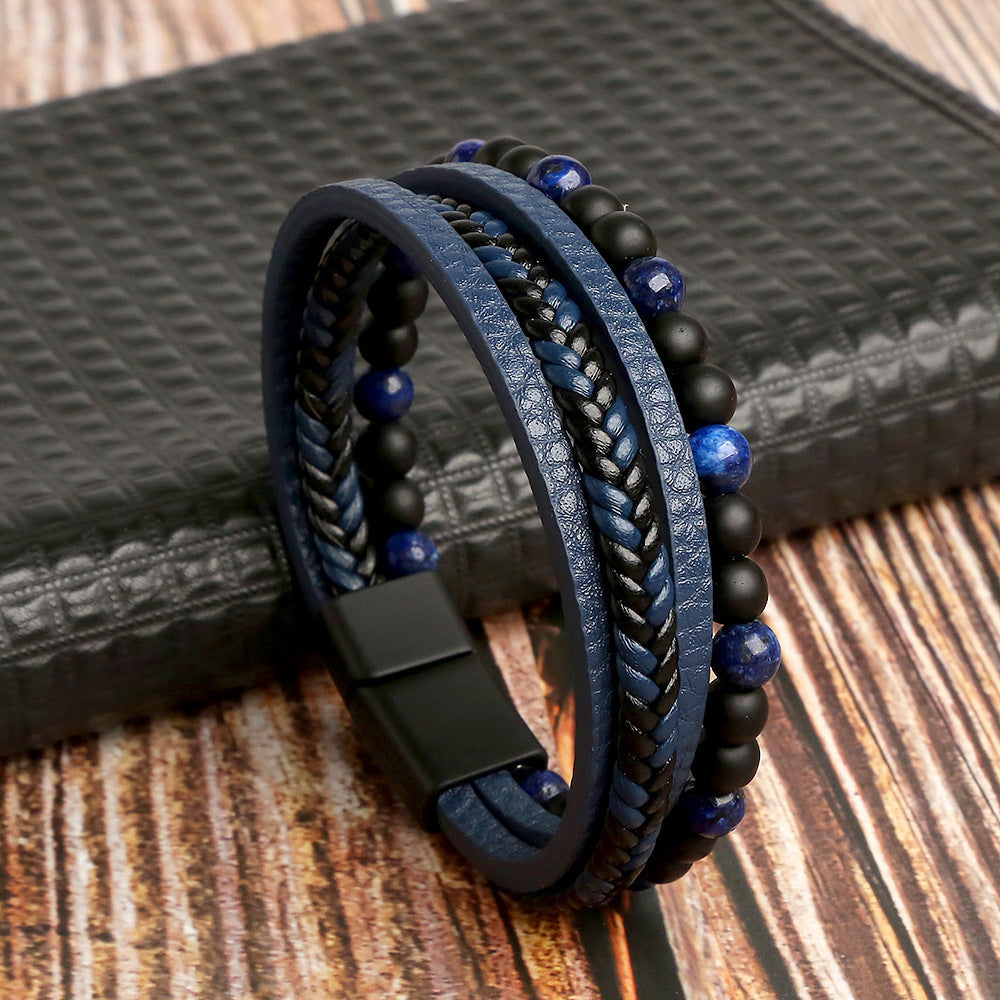 Multi-layer Bracelet Natural Stone Alloy