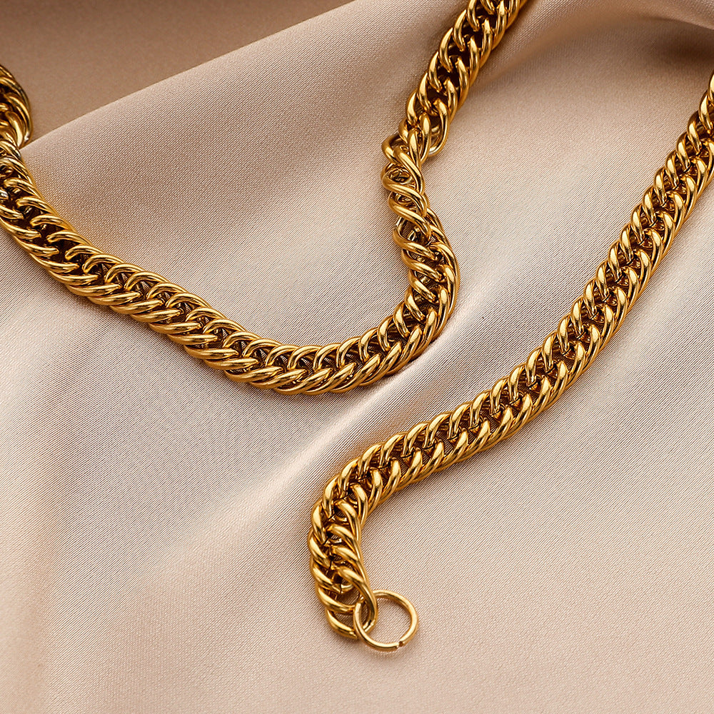 Men's Stainless Steel Gold Single Chain Necklace