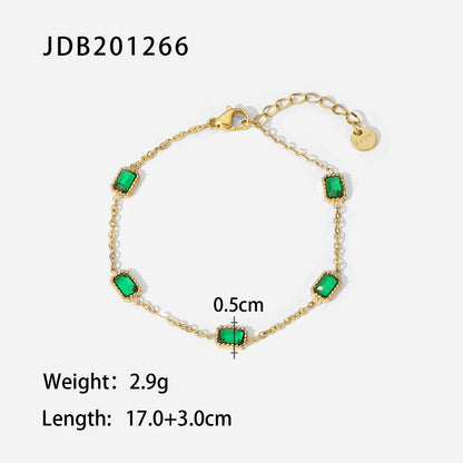 Emerald Zircon Necklace Bracelet Set