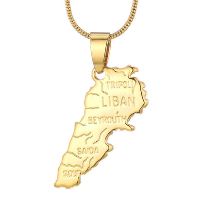 Country Map Pendant 18k Gold-plated Necklace