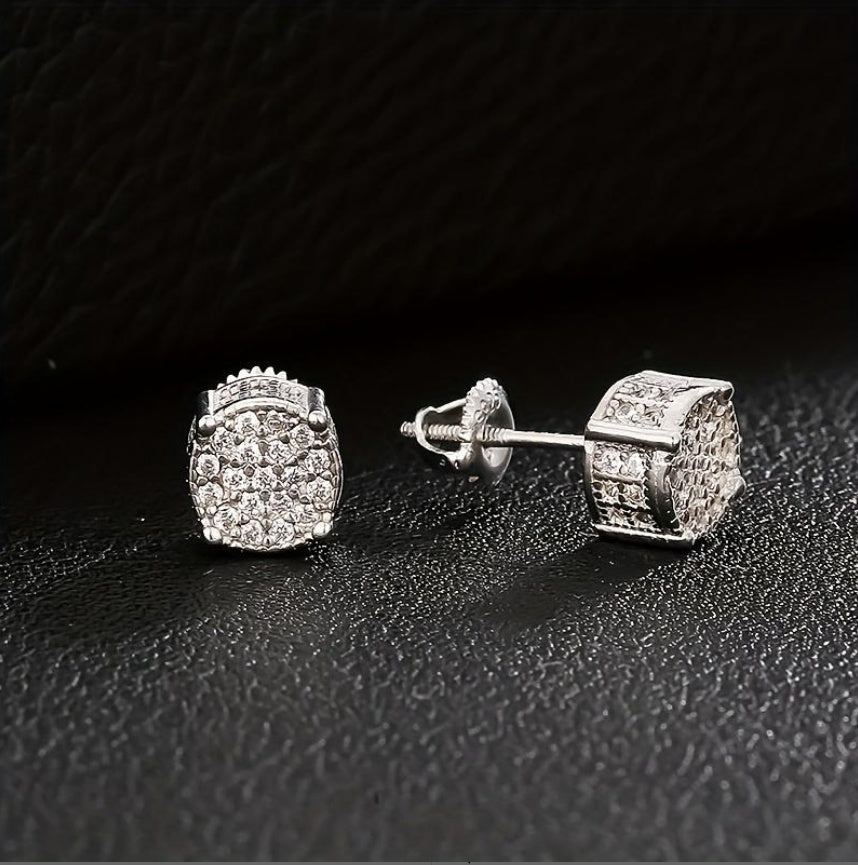 Hip Hop Sparkling Zircon Stud Earrings